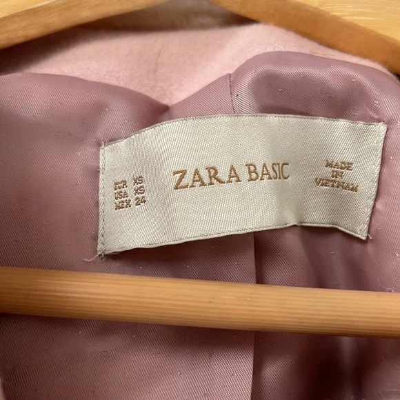 Zara Pink Fur Wool Coat NEW